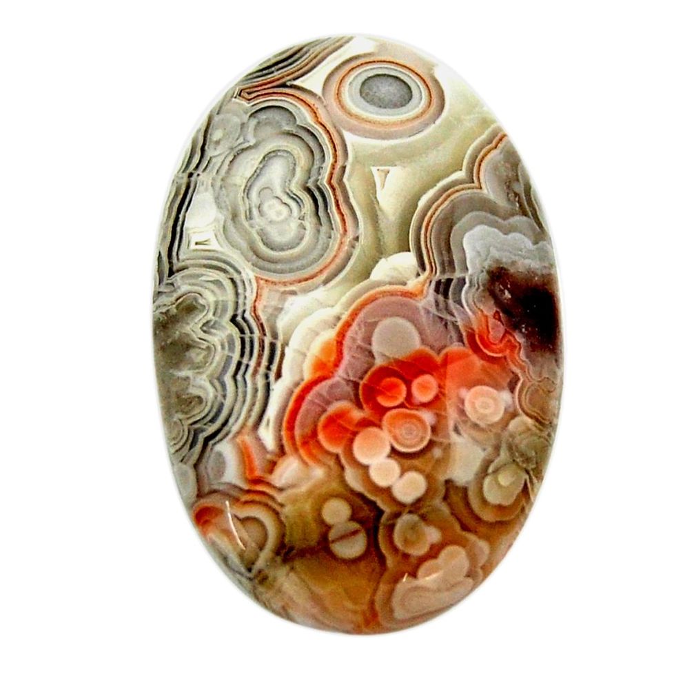 Natural 23.25cts mexican laguna lace agate 28x18 mm oval loose gemstone s17454