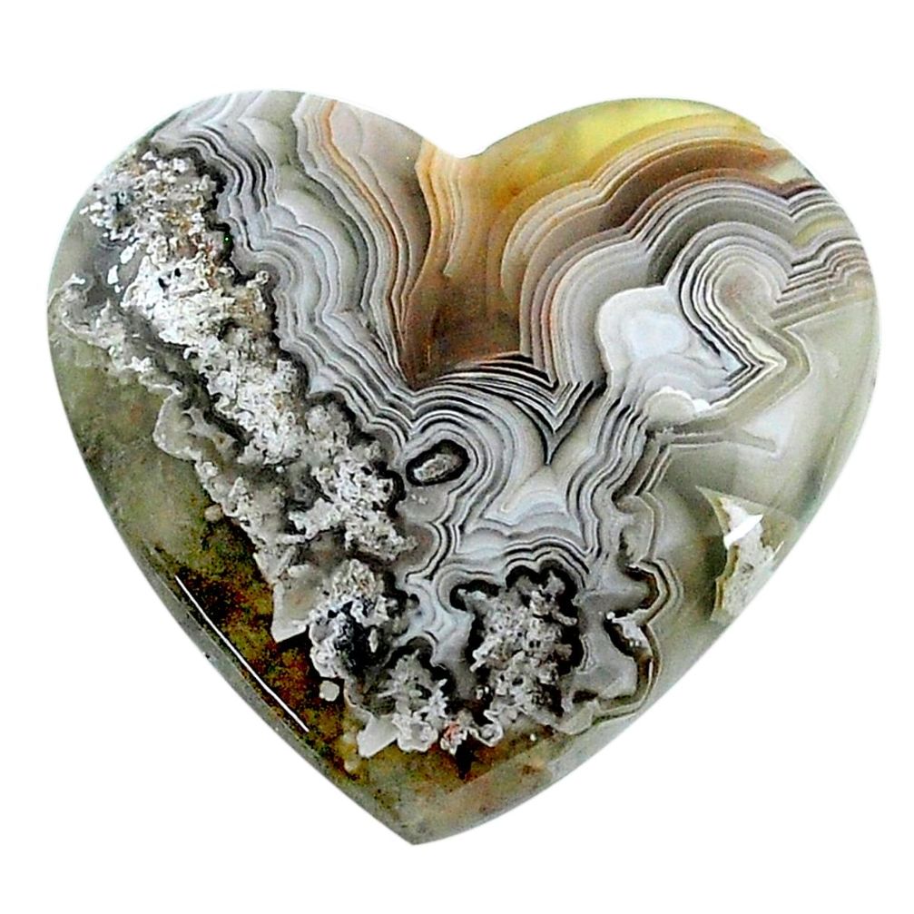 Natural 26.30cts mexican laguna lace agate 28x26 mm heart loose gemstone s24736