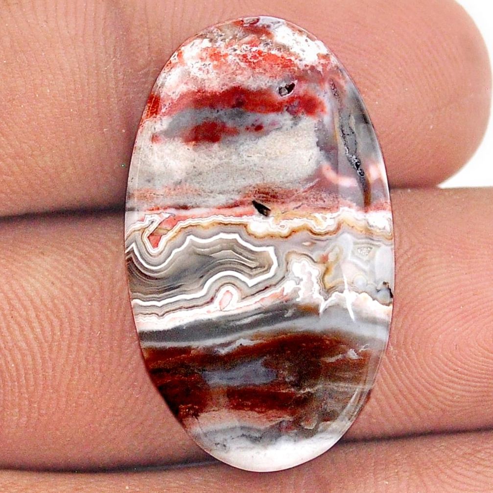 Natural 18.10cts mexican laguna lace agate 29x17 mm oval loose gemstone s25698