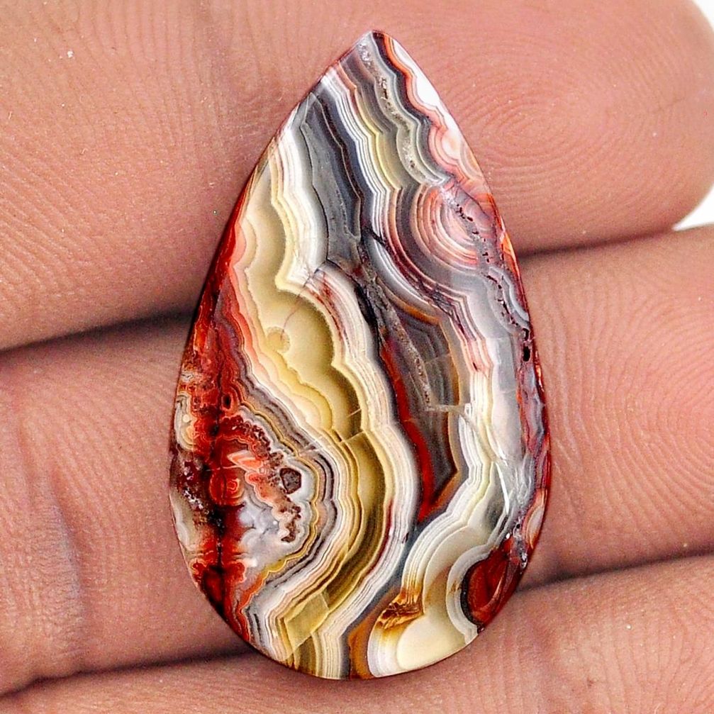 Natural 20.30cts mexican laguna lace agate 30x18 mm pear loose gemstone s25690