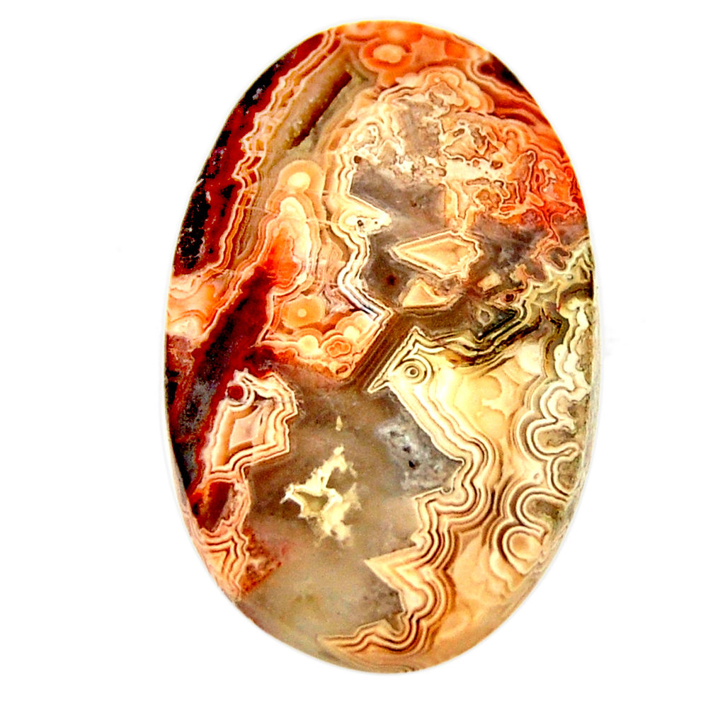 Natural 26.30cts mexican laguna lace agate 30x18.5 mm oval loose gemstone s17422