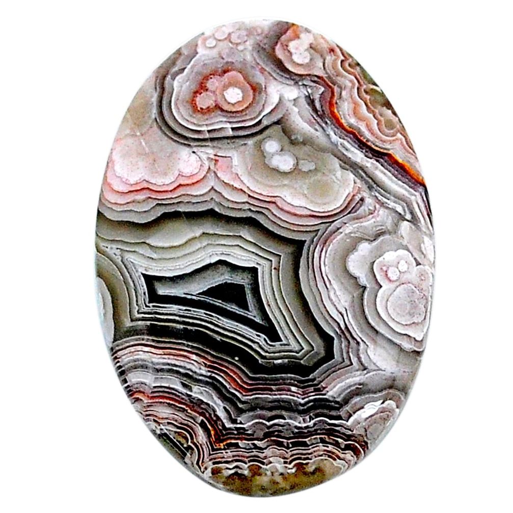 Natural 21.20cts mexican laguna lace agate 30x20 mm oval loose gemstone s24723