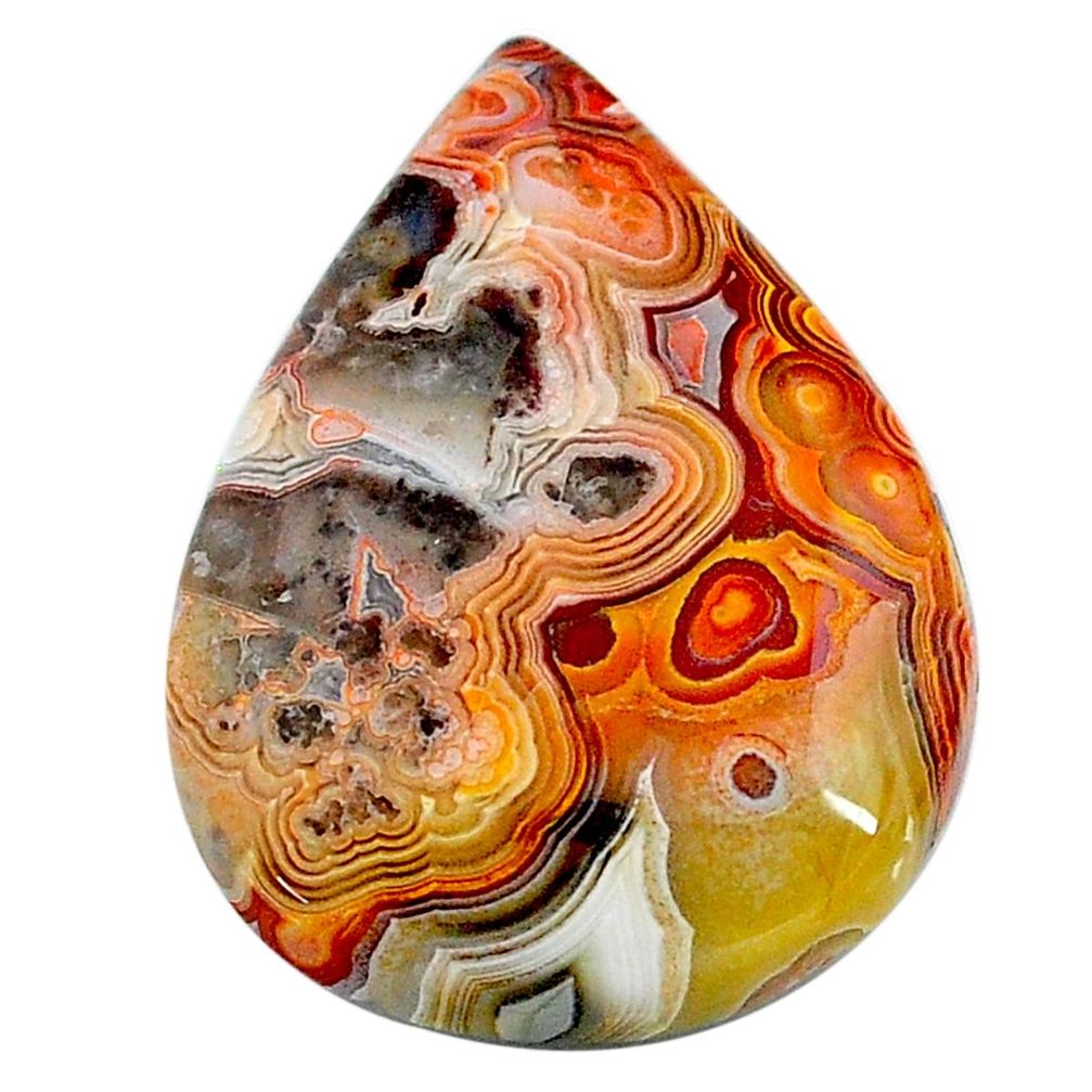 Natural 28.40cts mexican laguna lace agate 30x22.5 mm pear loose gemstone s24732