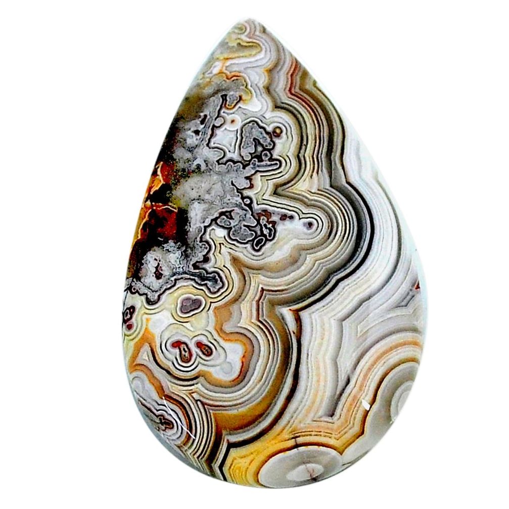 Natural 23.40cts mexican laguna lace agate 32.5x19 mm pear loose gemstone s24722