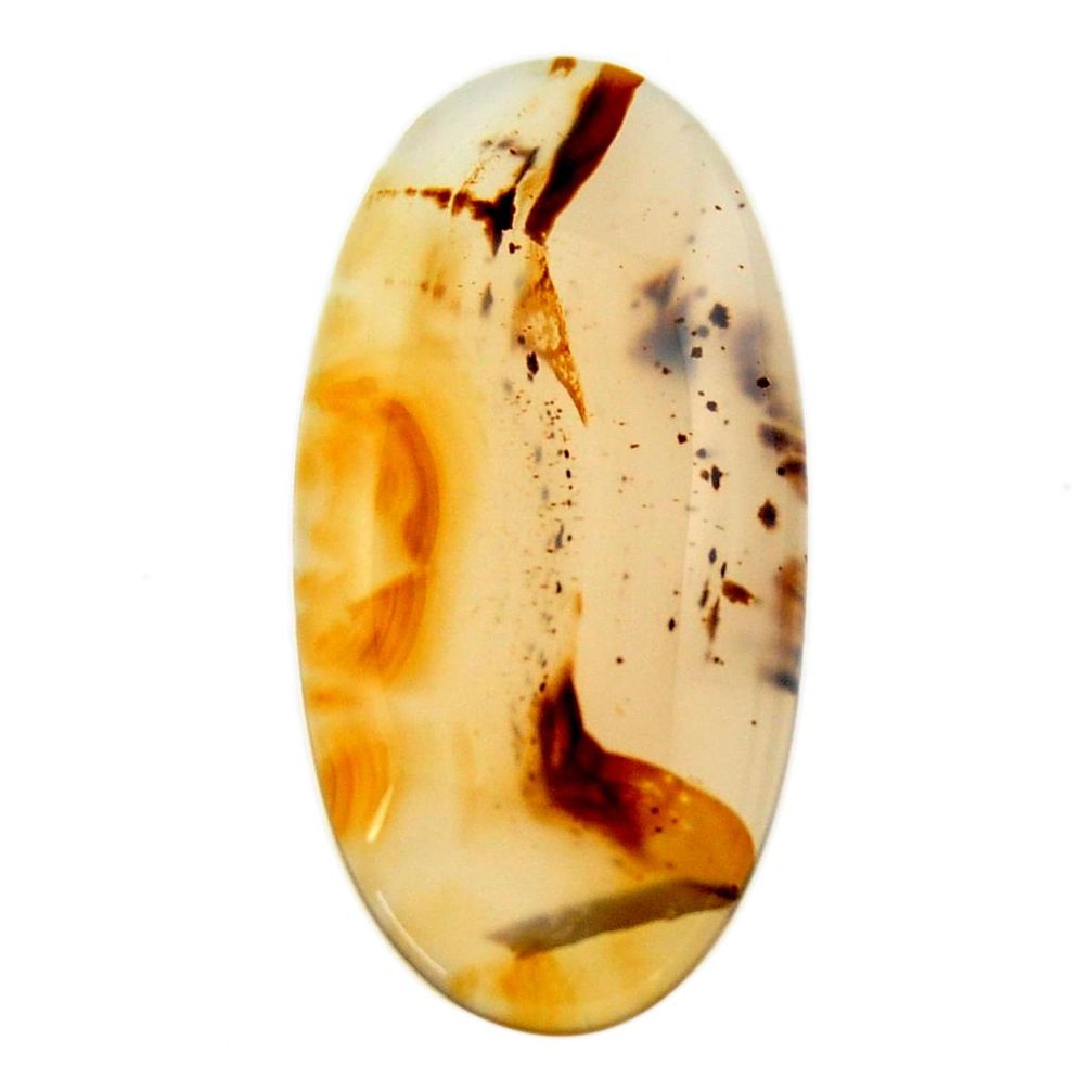 Natural 19.45cts montana agate brown cabochon 35x17mm oval loose gemstone s17503