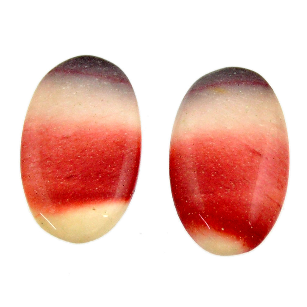 Natural 13.10cts mookaite brown cabochon 18.5x11 mm loose pair gemstone s16873