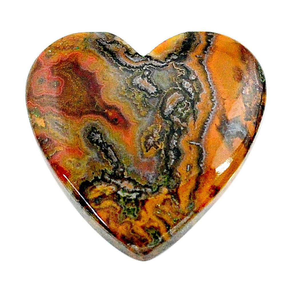 Natural 22.40cts moroccan seam agate brown 23x22.5mm heart loose gemstone s24615