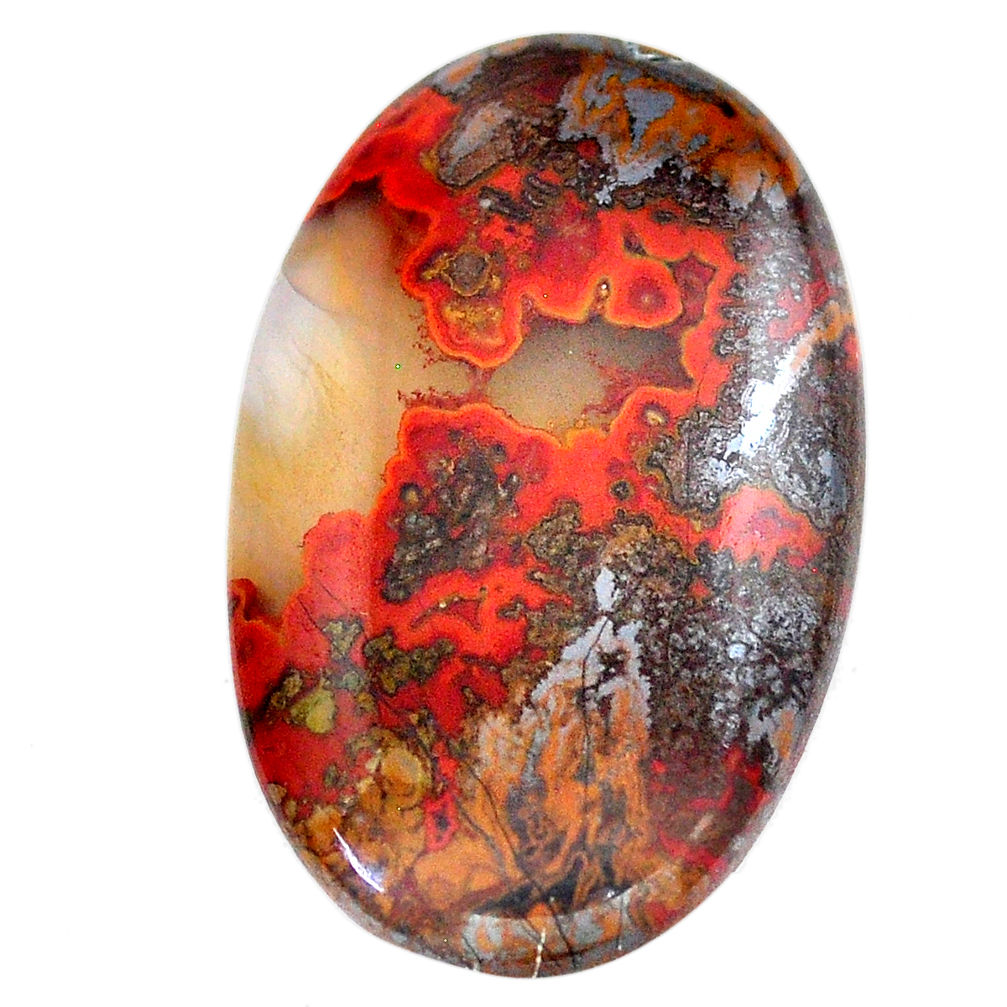 Natural 28.45cts moroccan seam agate brown 32.5x20 mm oval loose gemstone s23823