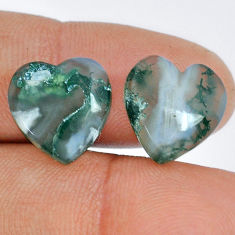 Natural 16.05cts moss agate green cabochon 14x14 mm heart loose gemstone s29518