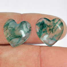 Natural 15.15cts moss agate green cabochon 15x15 mm heart loose gemstone s29509