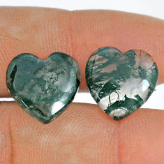 Natural 15.15cts moss agate green cabochon 15x15 mm heart loose gemstone s29514