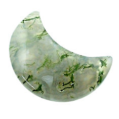 Natural 10.25cts moss agate green cabochon 20x10 mm moon loose gemstone s27011