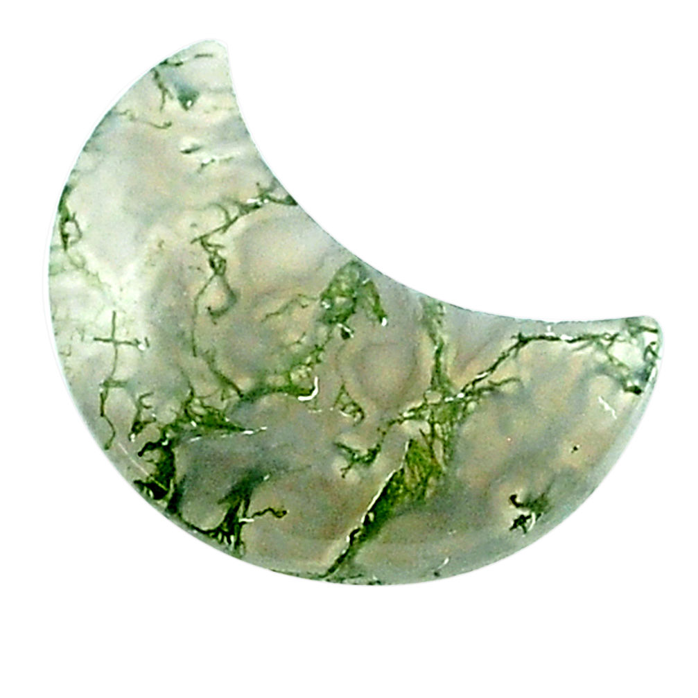 Natural 10.25cts moss agate green cabochon 20x10 mm moon loose gemstone s27015