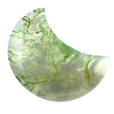 Natural 9.75cts moss agate green cabochon 20x10 mm moon loose gemstone s27019