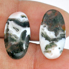Natural 17.40cts moss agate green cabochon 21x11 mm oval loose gemstone s29506