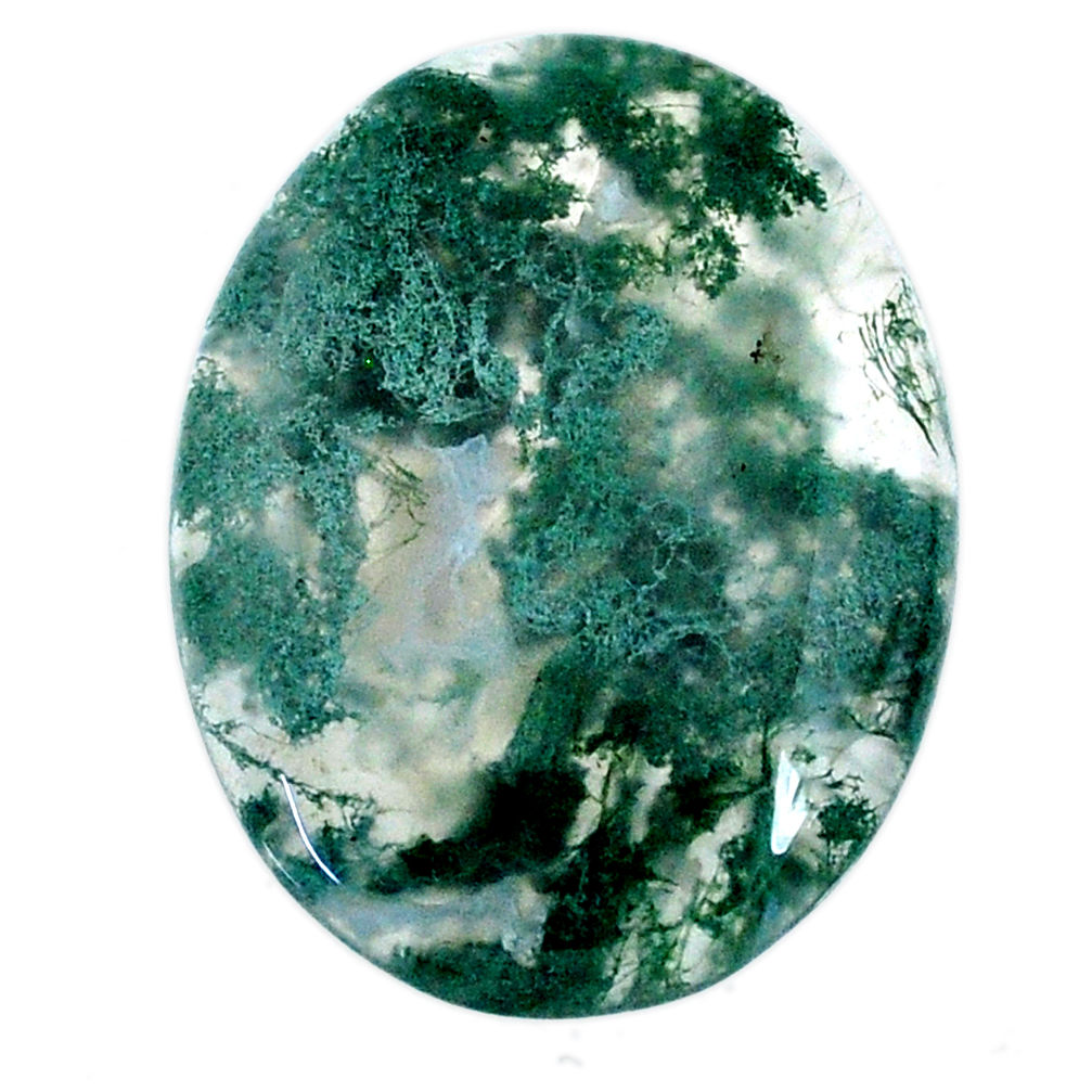 Natural 32.40cts moss agate green cabochon 31x23.5 mm oval loose gemstone s20733