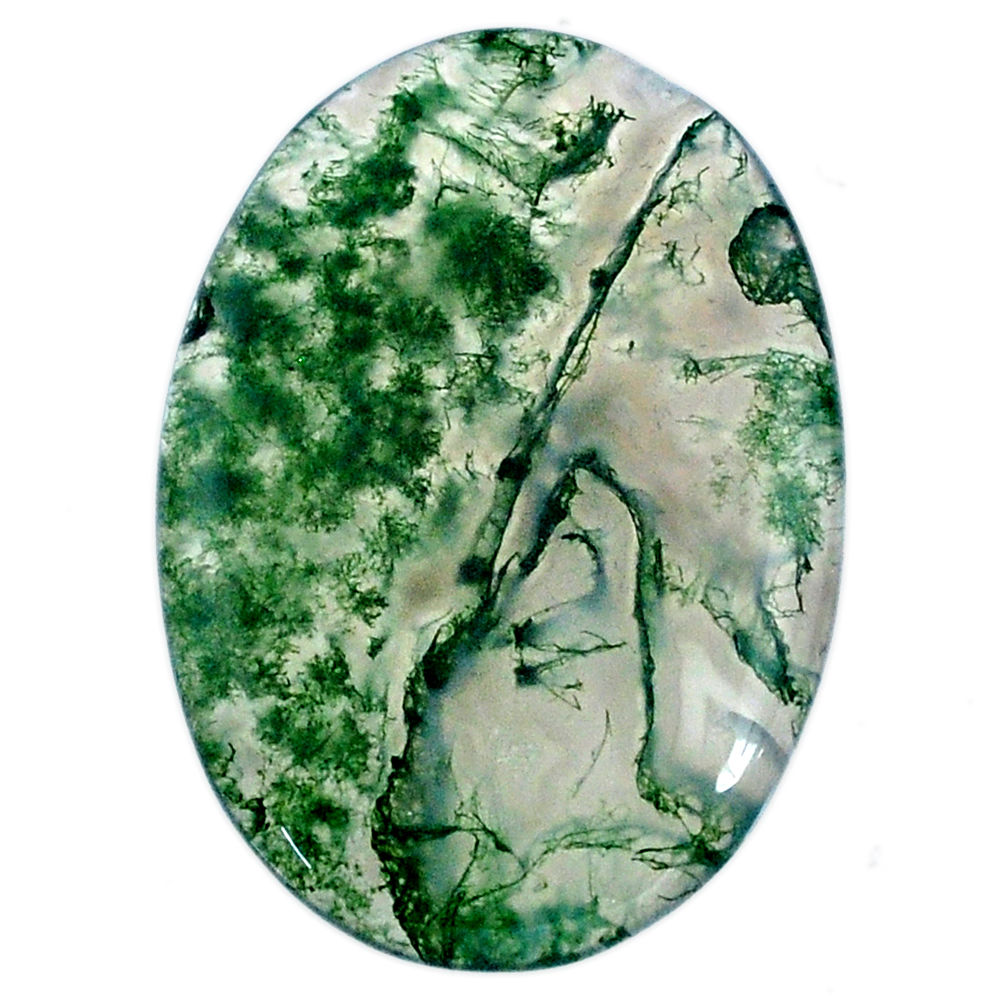 Natural 36.20cts moss agate green cabochon 36x25 mm oval loose gemstone s20740