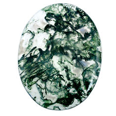 Natural 30.10cts moss agate green cabochon 37x28 mm oval loose gemstone s20735
