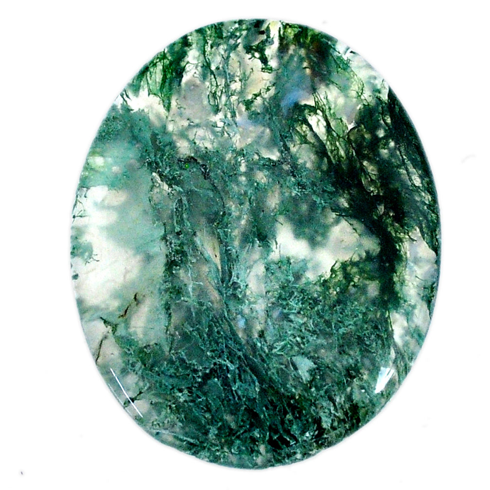 Natural 41.30cts moss agate green cabochon 38x30 mm oval loose gemstone s20738