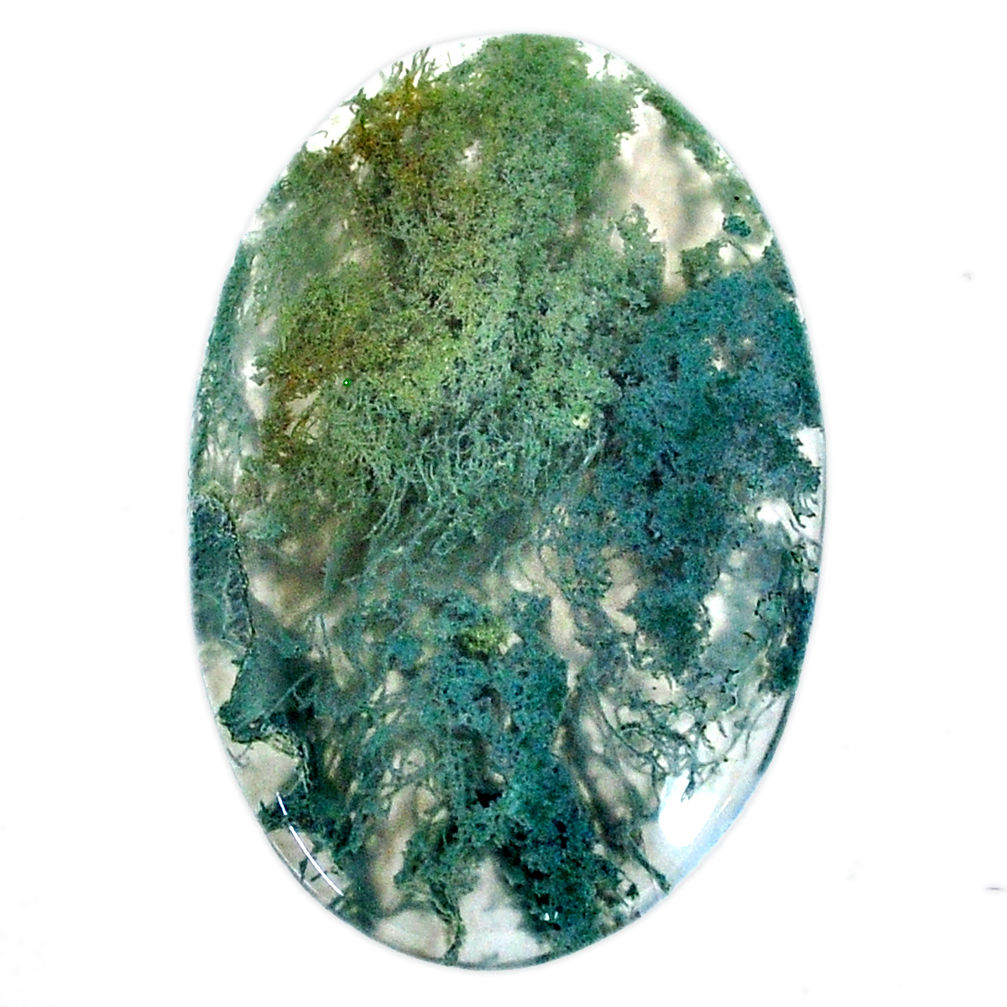 Natural 35.10cts moss agate green cabochon 39x25 mm oval loose gemstone s20736