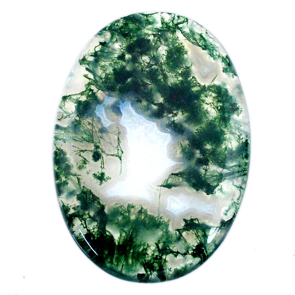 Natural 46.30cts moss agate green cabochon 40x27.5 mm oval loose gemstone s20731