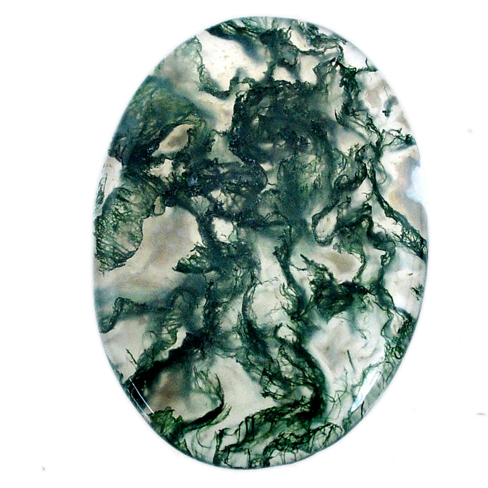 Natural 48.40cts moss agate green cabochon 41x29 mm oval loose gemstone s20734