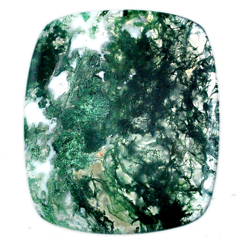 Natural 67.40cts moss agate green cabochon 43x36mm cushion loose gemstone s20722