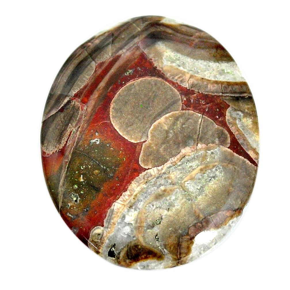 Natural 57.40cts mushroom rhyolite brown 45x35 mm oval loose gemstone s21919