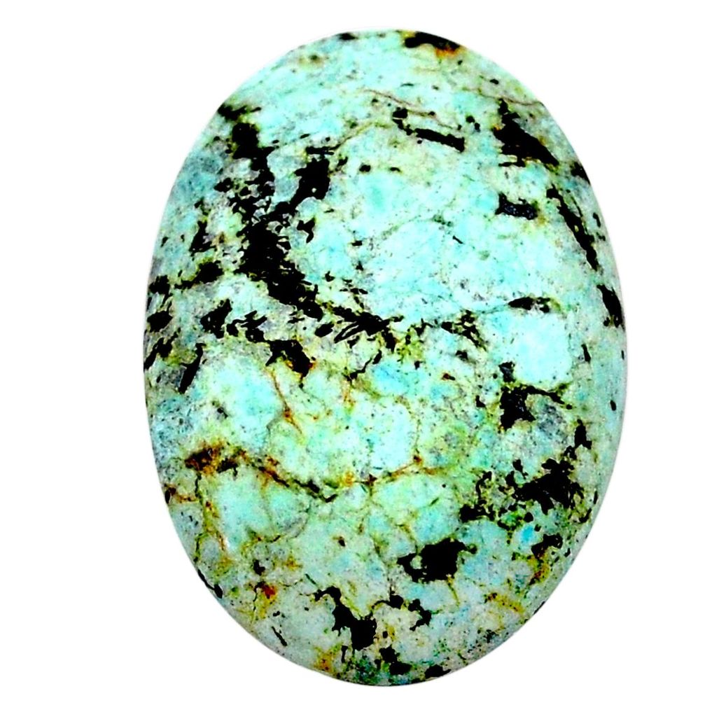 Natural 14.10cts norwegian turquoise green 24x17 mm oval loose gemstone s24010