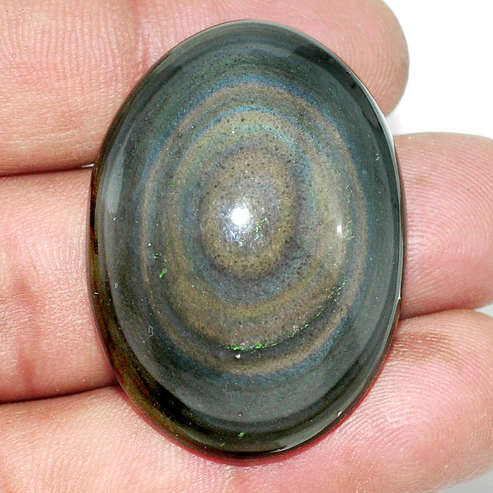 Natural 60.15cts obsidian eye rainbow cabochon 36x26.5 mm loose gemstone s21869