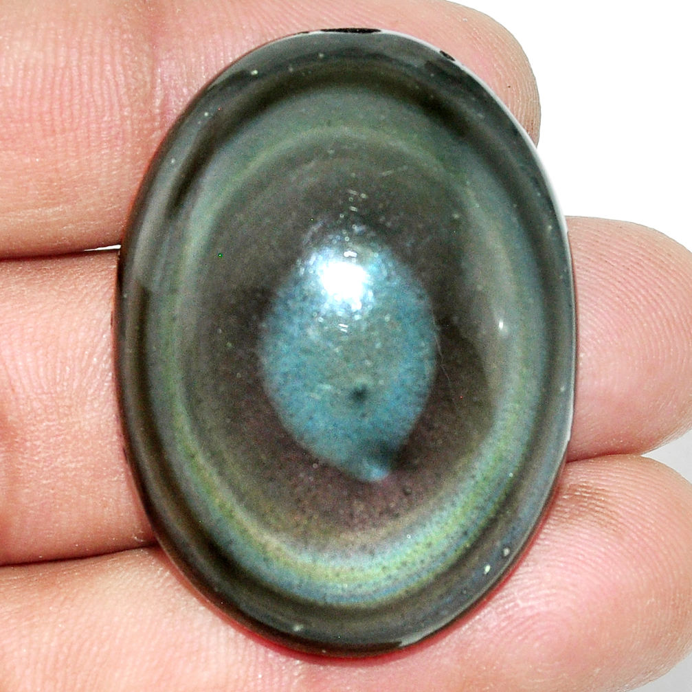 Natural 63.15cts obsidian eye rainbow cabochon 37.5x28 mm loose gemstone s21871