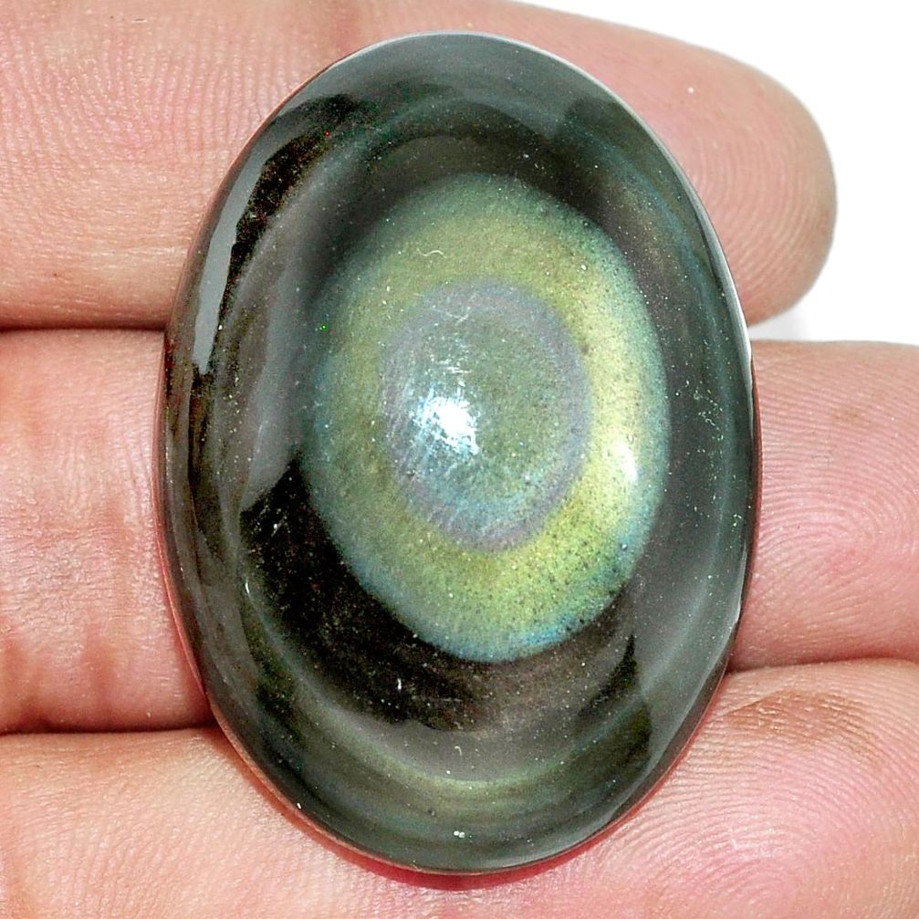 Natural 73.45cts obsidian eye rainbow cabochon 38x27 mm loose gemstone s21876