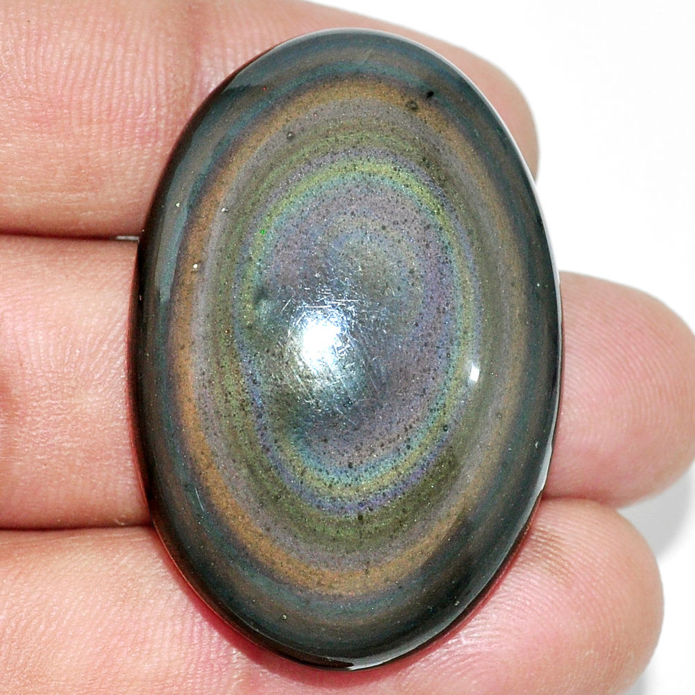 Natural 74.35cts obsidian eye rainbow cabochon 39x27 mm loose gemstone s21864