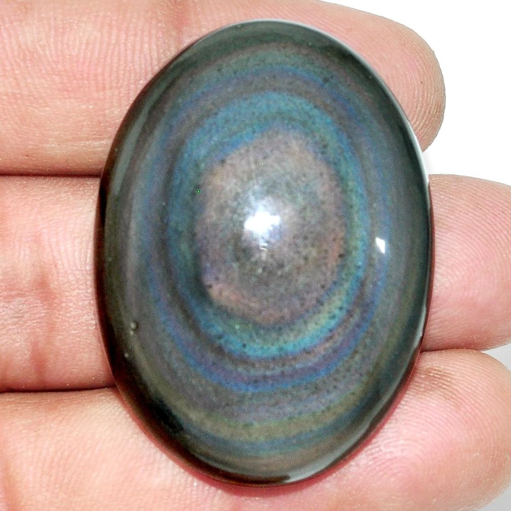 Natural 78.15cts obsidian eye rainbow cabochon 39x29 mm loose gemstone s21872