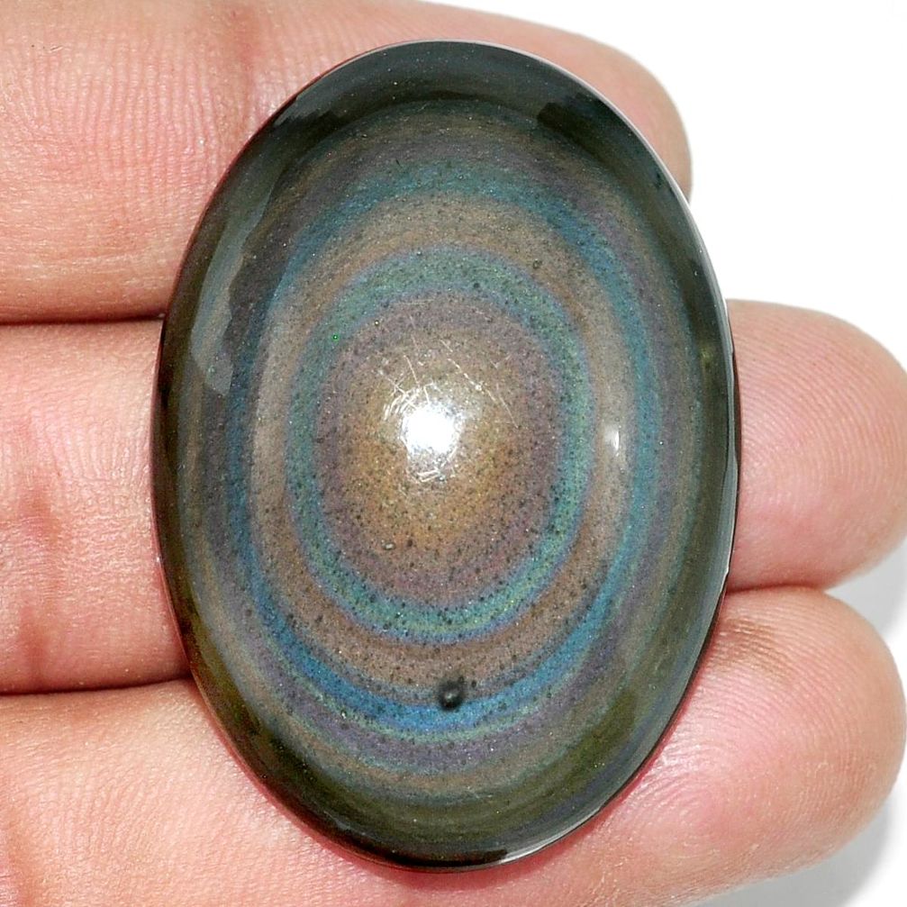 Natural 79.45cts obsidian eye rainbow cabochon 41x29 mm loose gemstone s21865