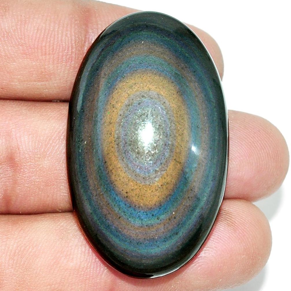 Natural 82.40cts obsidian eye rainbow cabochon 42.5x26 mm loose gemstone s21879