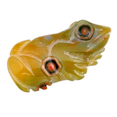 Natural 17.40cts ocean sea jasper carving 29x14 mm loose frog gemstone s30079
