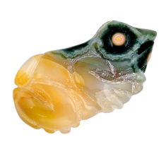Natural 14.35cts ocean sea jasper carving 29x15 mm loose frog gemstone s30076
