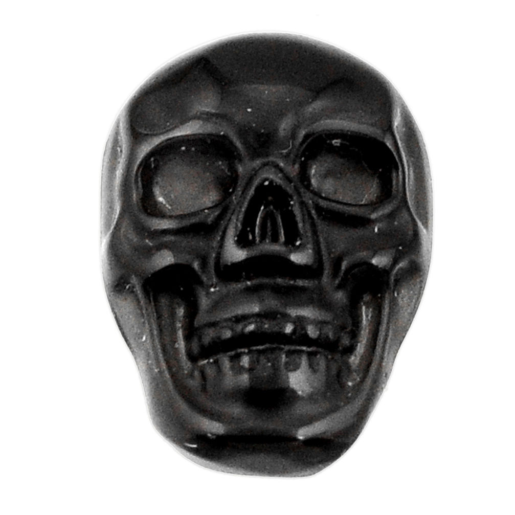 Natural 6.30cts onyx black carving 17.5x12 mm fancy skull loose gemstone s18041