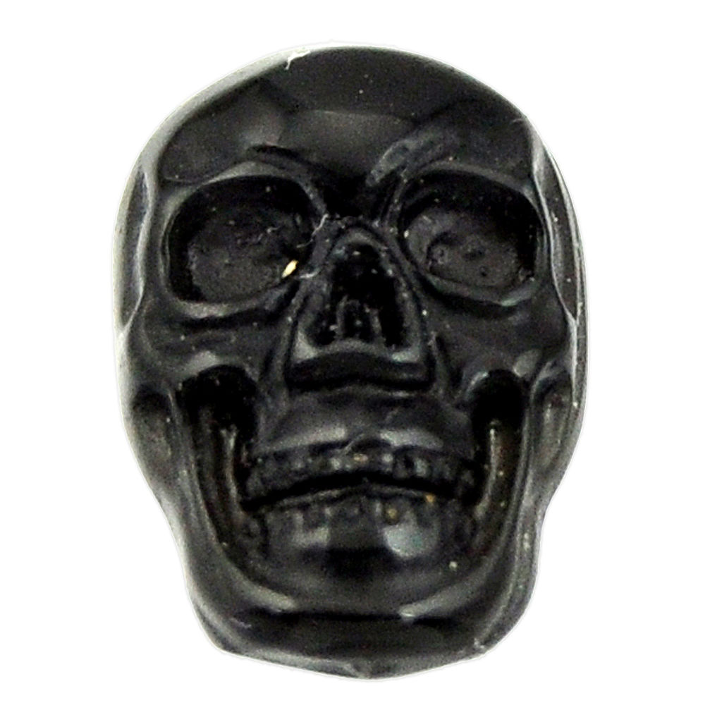 Natural 7.40cts onyx black carving 17.5x12 mm fancy skull loose gemstone s18042
