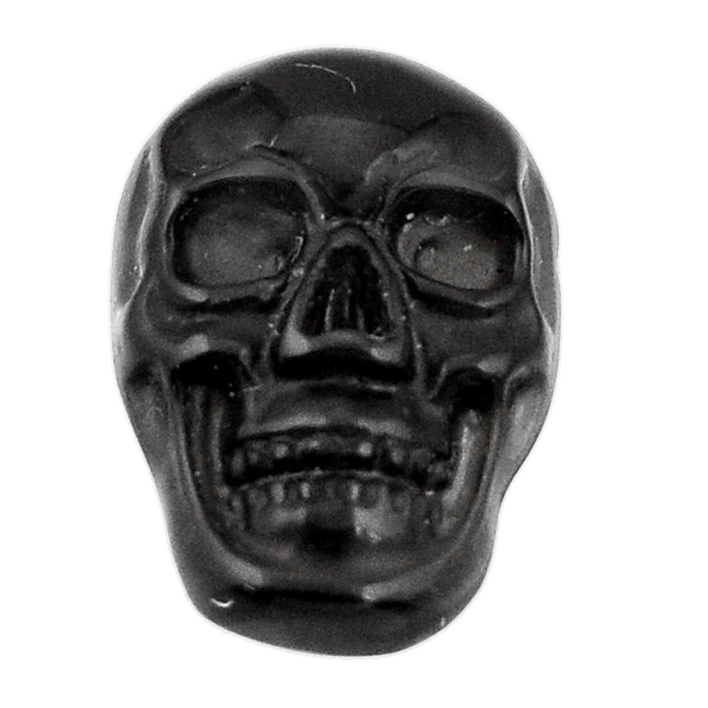 Natural 6.45cts onyx black carving 17.5x12 mm fancy skull loose gemstone s18043