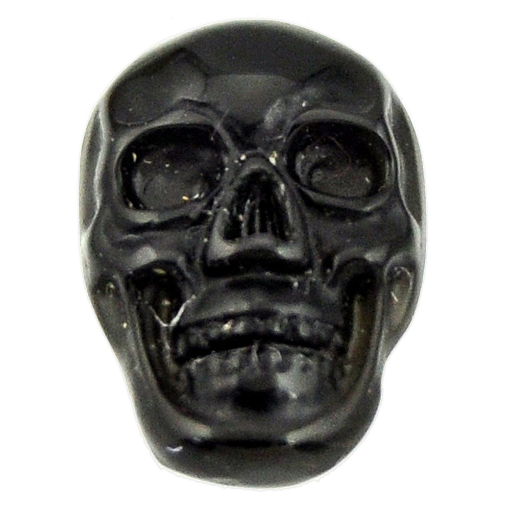 Natural 6.30cts onyx black carving 17.5x12 mm fancy skull loose gemstone s18045