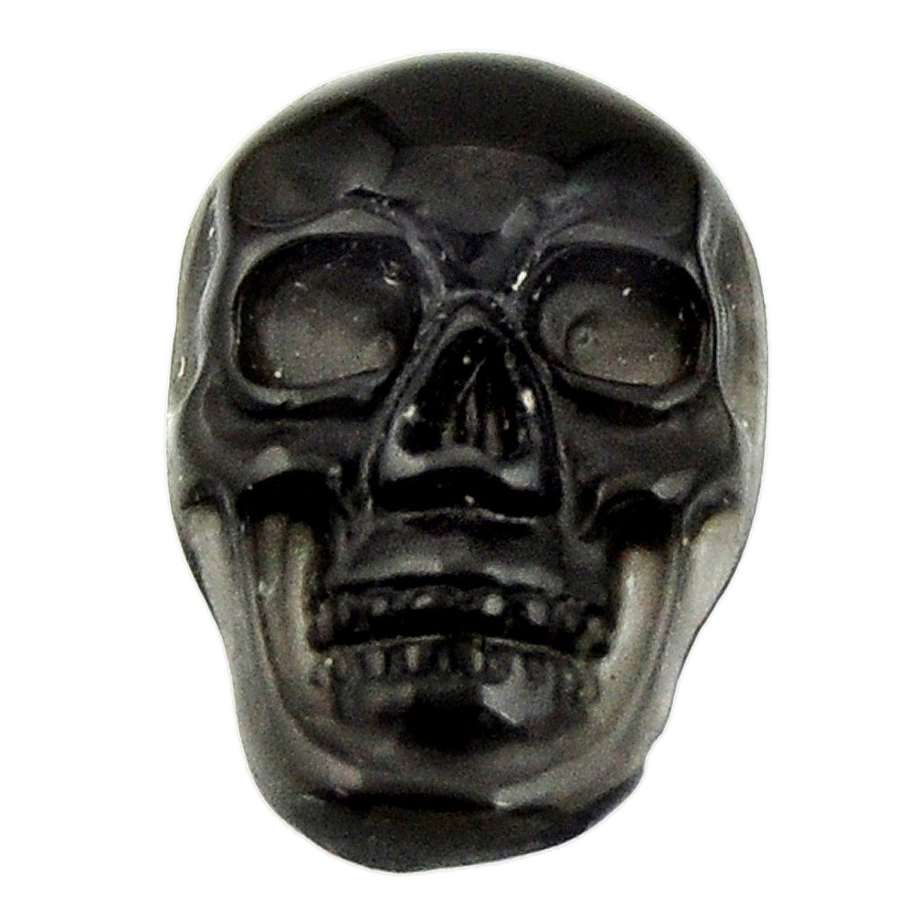 Natural 5.30cts onyx black carving 17.5x12 mm fancy skull loose gemstone s18046