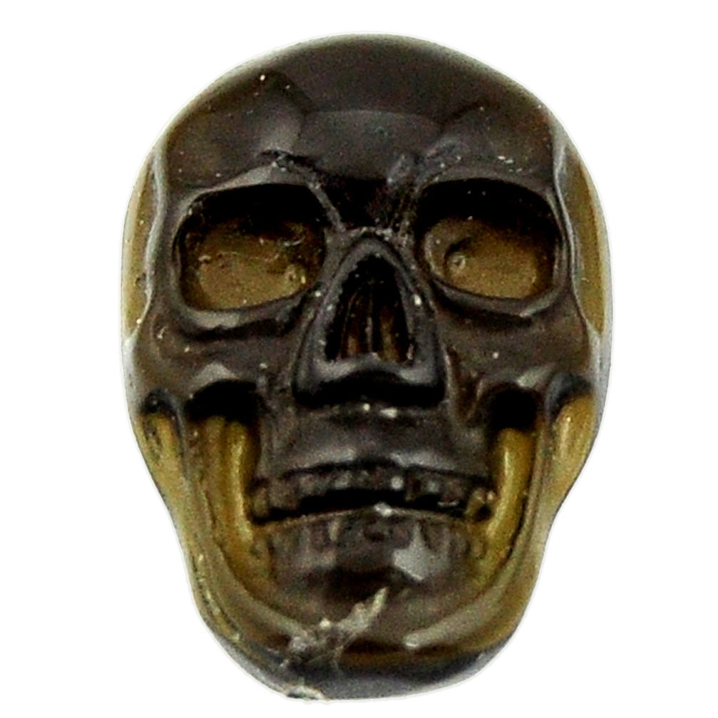 Natural 7.40cts onyx black carving 17.5x12 mm fancy skull loose gemstone s18047