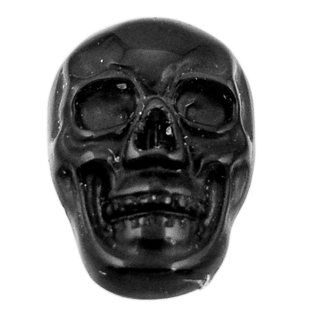 Natural 7.10cts onyx black carving 17.5x12 mm fancy skull loose gemstone s18050