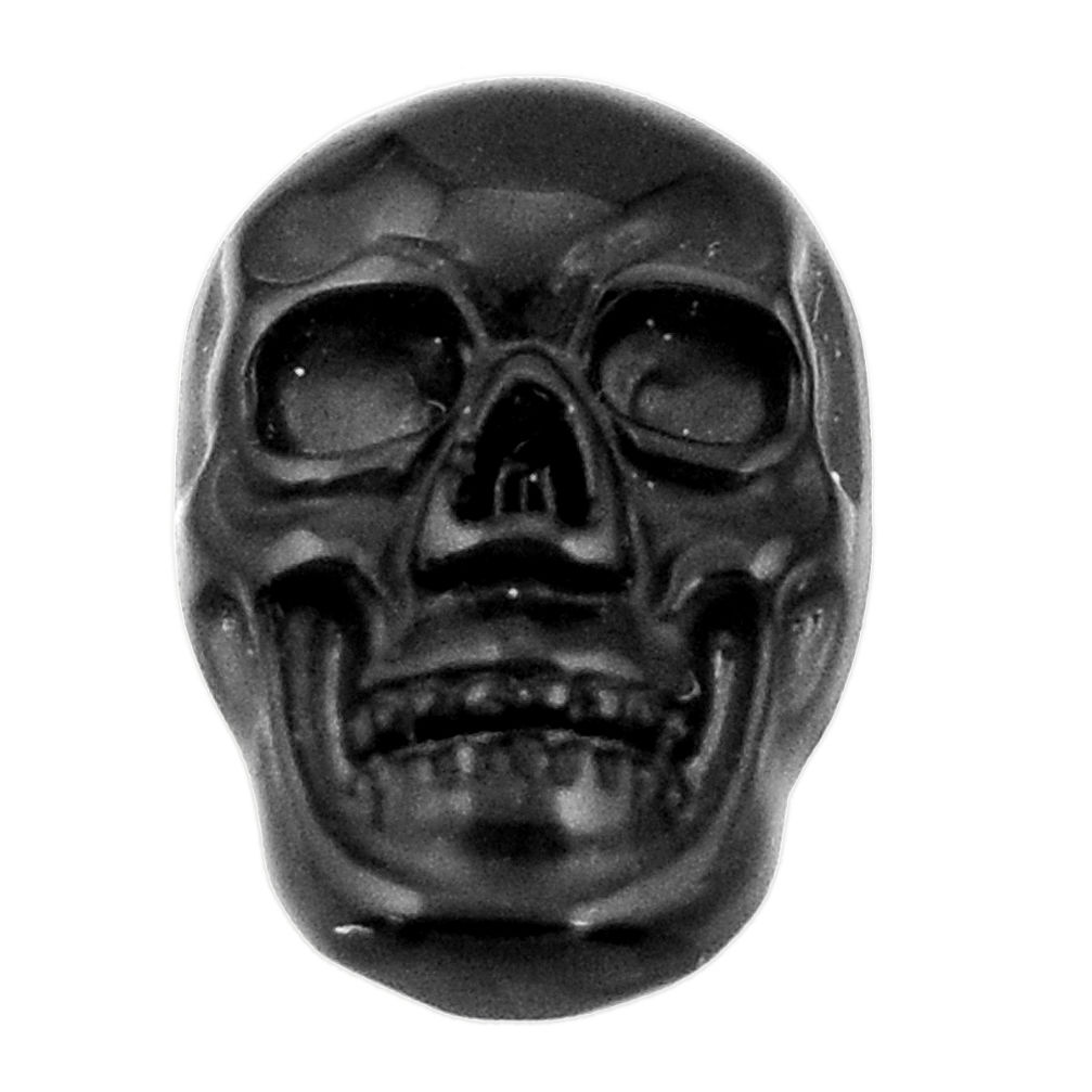 Natural 6.30cts onyx black carving 17.5x12 mm fancy skull loose gemstone s18053