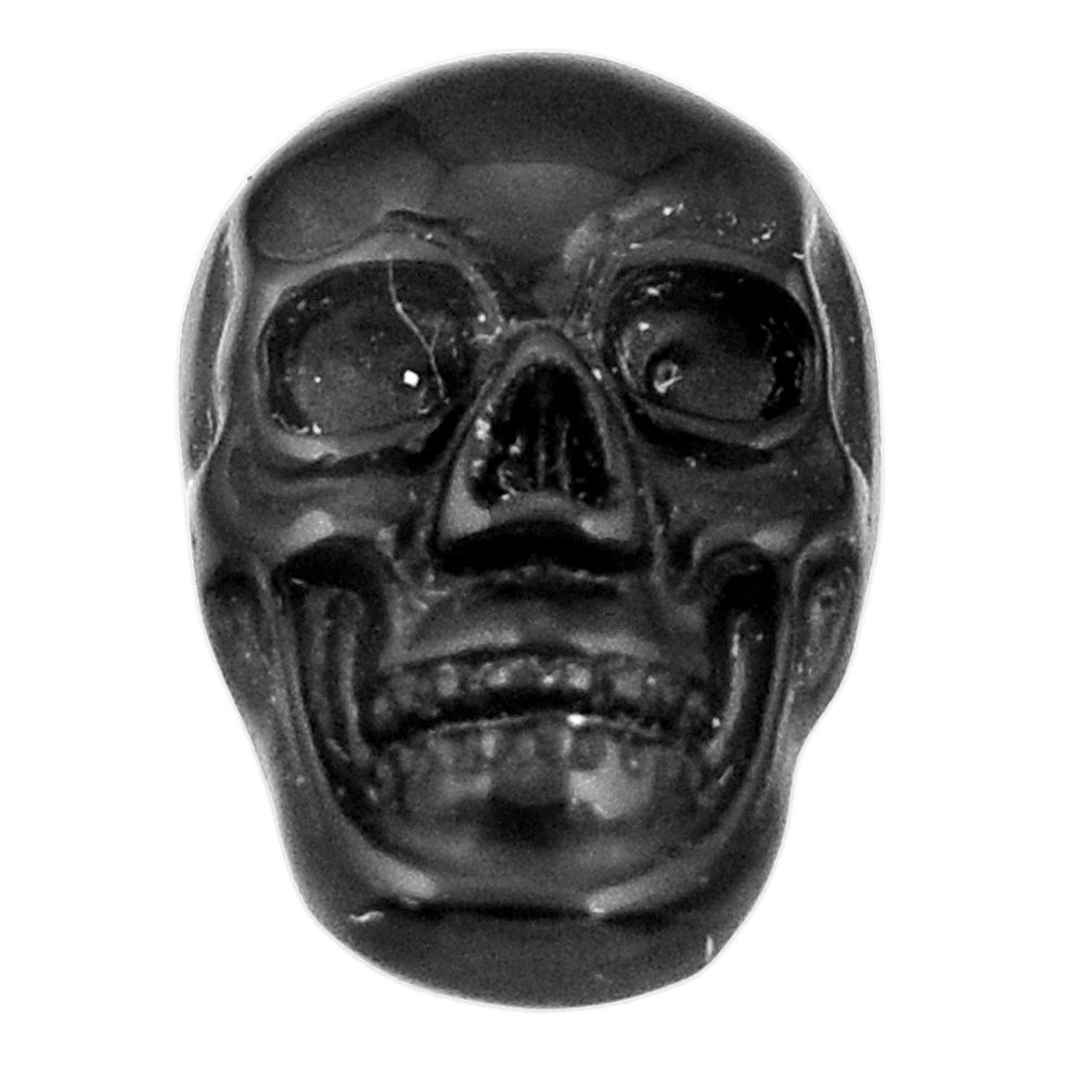 Natural 7.15cts onyx black carving 17.5x12 mm fancy skull loose gemstone s18055