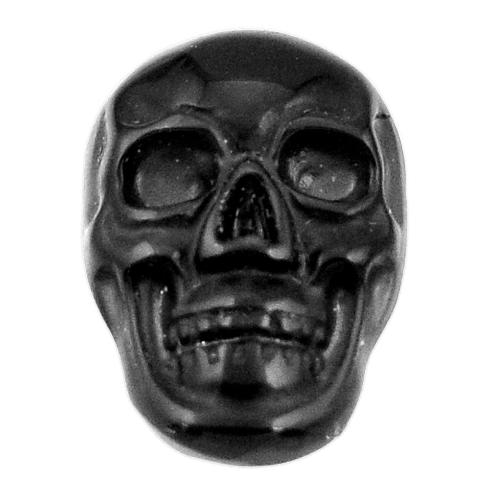 Natural 6.30cts onyx black carving 17.5x12 mm fancy skull loose gemstone s18057