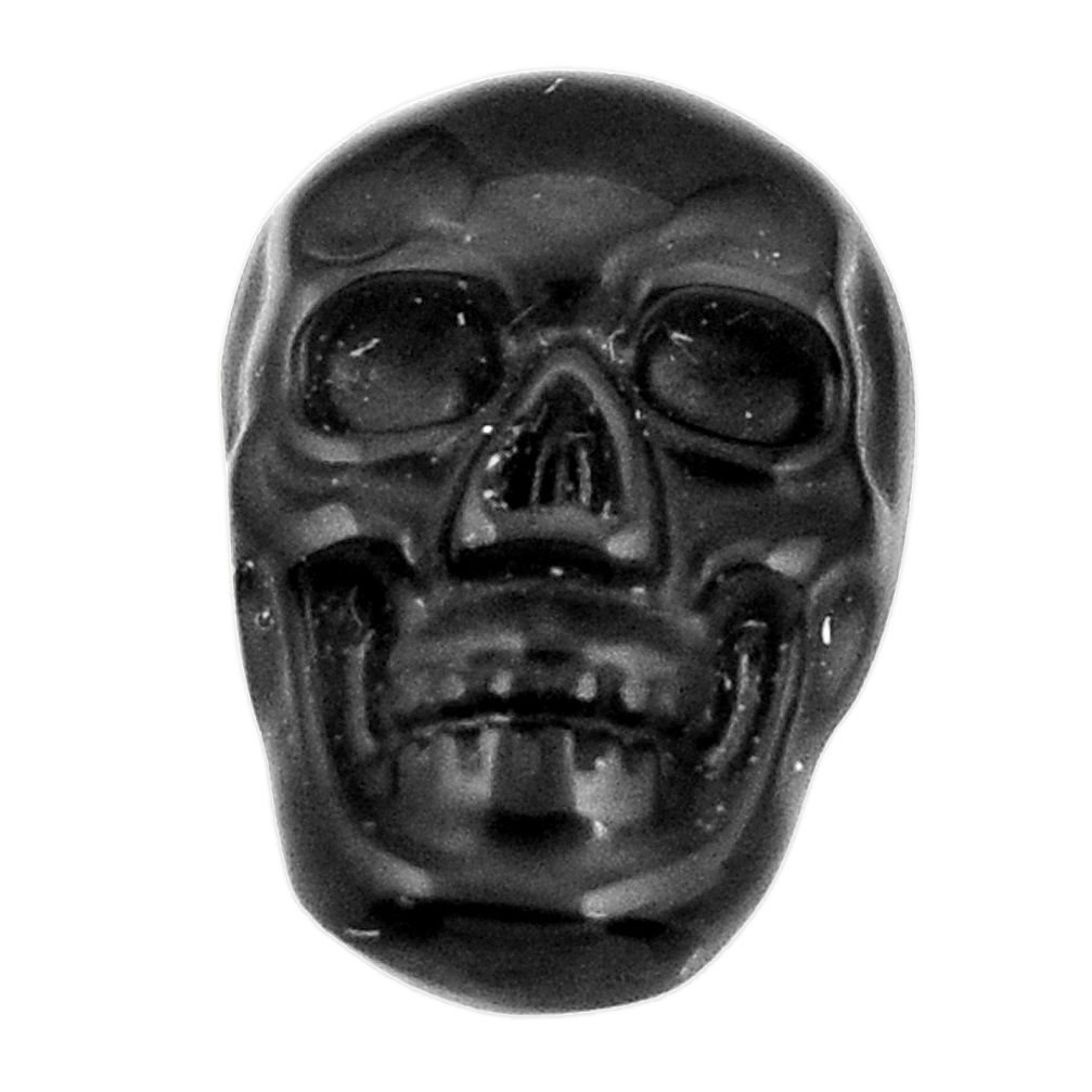 Natural 5.30cts onyx black carving 17.5x12 mm fancy skull loose gemstone s18058