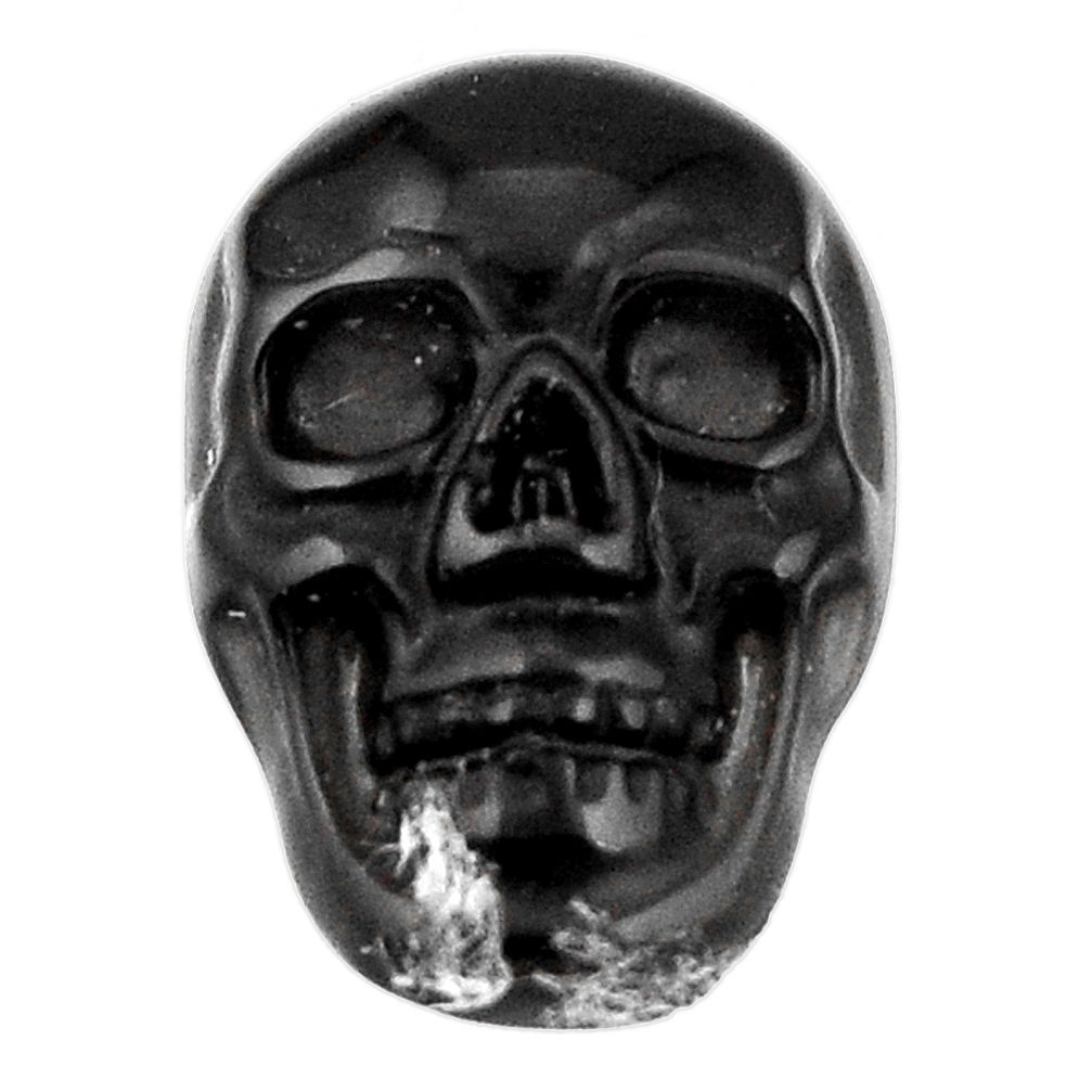Natural 6.20cts onyx black carving 18x12 mm fancy skull loose gemstone s18044